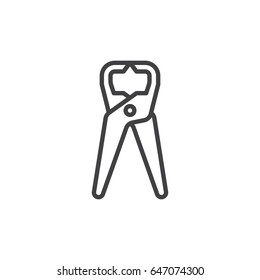 Tongs Pliers, pincers line icon, outline vector sign, linear style pictogram isolated on white. Symbol, logo illustration. Editable stroke. Pixel perfect