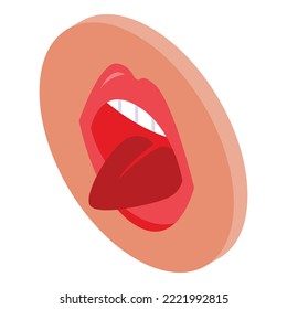 Tongue articulation icon isometric vector. Mouth speech. Sound pronunciation