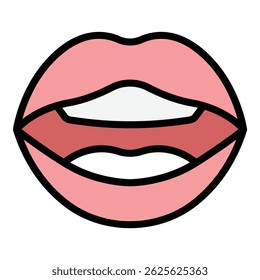 Tongue articulation icon outline vector. Mouth pronunciation. Language speech color flat