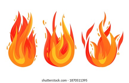 Tongue of Burning Fire and Flame Vector Set