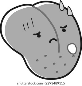 Tongue character with stomatitis (black and white)