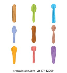 tongue depressor set cartoon. disposable sterile, pediatric throat, inspection healthcare tongue depressor sign. isolated symbol vector illustration