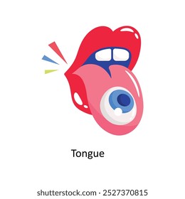 Tongue doodle vector outline Sticker. EPS 10 file