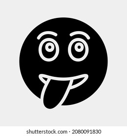 Tongue emoji icon vector illustration in solid style, use for website mobile app presentation