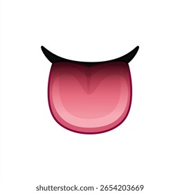 Tongue emoji icon. Yummy smile emoji with tongue. Throat illustration. Mouth emoticon reaction for chat or messenger, vector emoji icon.