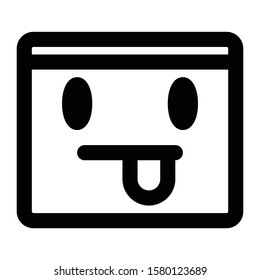 tongue emoticon icon outline vector design