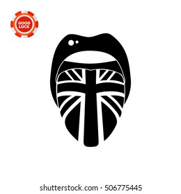 Tongue with English Flag Icon