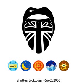 Tongue with English Flag Icon