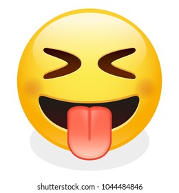 Tongue Expression Emoji Smiley Face Vector Design Art