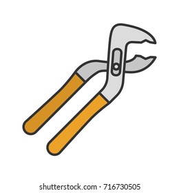 Tongue and groove pliers color icon. Jaw capacity. Isolated vector illustration