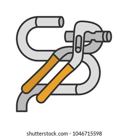 Tongue and groove pliers cutting wire color icon. Jaw capacity. Isolated vector illustration