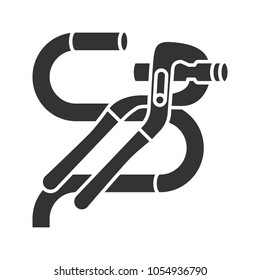 Tongue and groove pliers cutting wire glyph icon. Jaw capacity. Silhouette symbol. Negative space. Vector isolated illustration