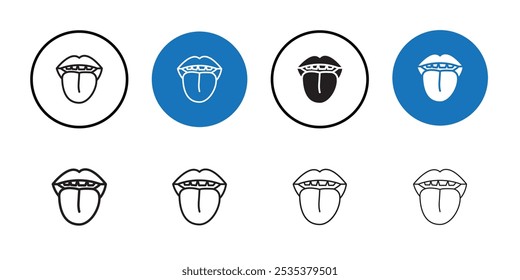 Tongue icon Black line art vector logo set