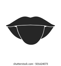 Tongue icon in black style isolated on white background. Part of body symbol stock vector illustration.