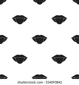 Tongue icon in black style isolated on white background. Part of body pattern stock vector illustration.