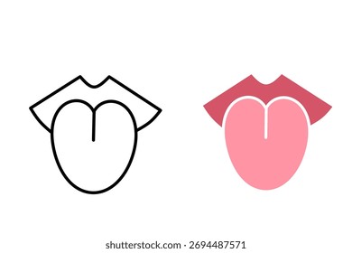 Tongue icon black and white vector outline sign