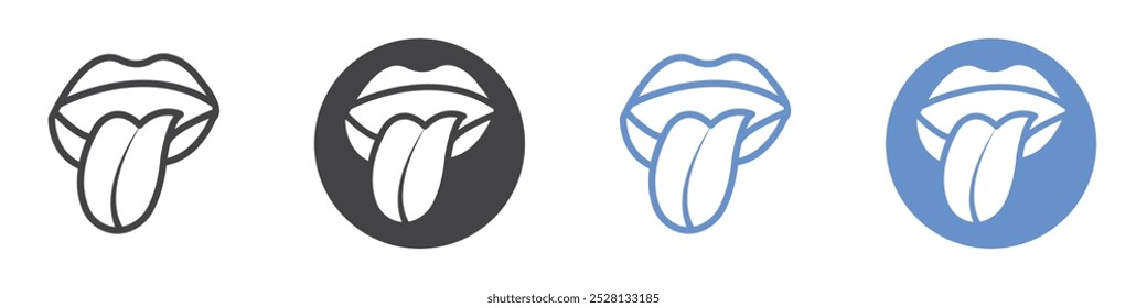 Tongue icon Flat art in black and white isolated