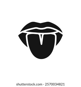 Tongue icon Flat simple outline set