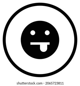 tongue Icon. Flat style Circle Shape isolated on white background. Vector illustration