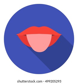 Tongue icon in flat style isolated on white background. Part of body symbol stock vector illustration.