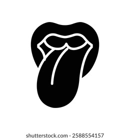 Tongue icon Flat vector set outline