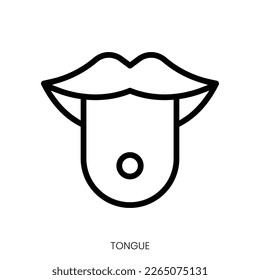 tongue icon. Line Art Style Design Isolated On White Background