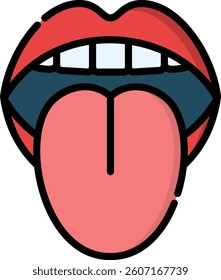 Tongue Icon Lineal Color Vector Illustration