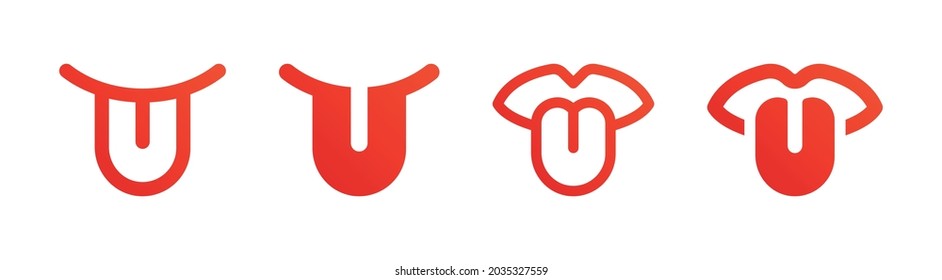 Tongue icon, lips icon vector
