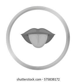 Tongue icon in monochrome style isolated on white background. Part of body symbol stock vector illustration.