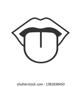 Tongue Icon. One of Human Sense Illustration. Types of Perception Vector and Flat Design.