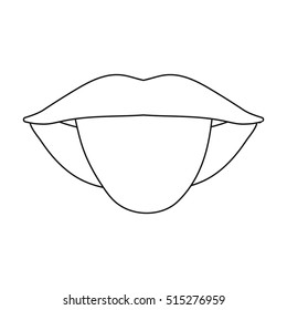 Tongue icon in outline style isolated on white background. Part of body symbol stock vector illustration.