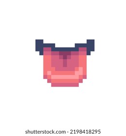 Tongue icon. Pixel art flat style. Cartoon style. 8-bit. Isolated abstract vector illustration.