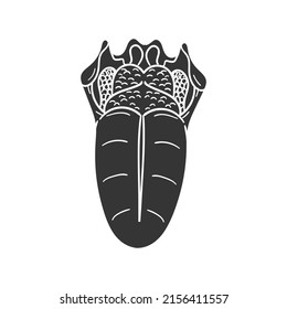Tongue Icon Silhouette Illustration. Human Body Vector Graphic Pictogram Symbol Clip Art. Doodle Sketch Black Sign.