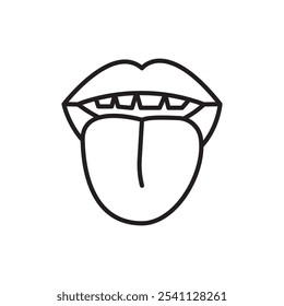 Tongue icon Thin line flat illustration