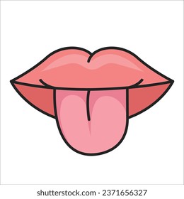Ilustración vectorial de icono de la lengua, uno de los cinco sentidos humanos para el gusto, estudio de anatomía corporal
