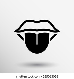 Tongue icon vector isolated human fun anatomical.