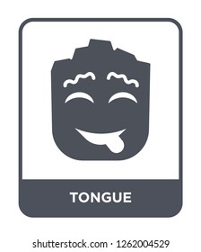 tongue icon vector on white background, tongue trendy filled icons from Smiles collection, tongue simple element illustration