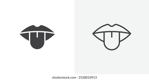 Tongue icon vector icon set in black and white color.
