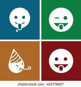 Tongue icons set. set of 4 tongue filled icons such as