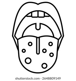 Tongue Infection outline icon isolated on white 