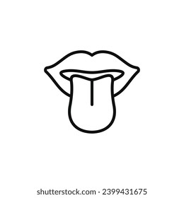 Tongue line icon isolated on white background