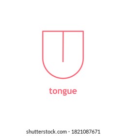 Icono rosa de la línea de lengua. Lengua vectorial con ilustración de inscripción aislada en fondo blanco