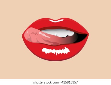 Tongue lips. Licking vector