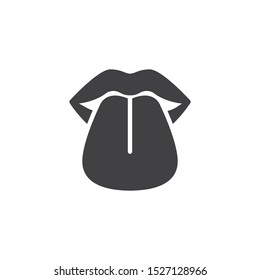 Tongue and lips vector icon. filled flat sign for mobile concept and web design. Human mouth glyph icon. Symbol, logo illustration. Vector graphics