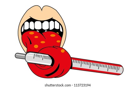 tongue measuring temperature with open mouth