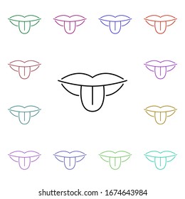 Tongue, organ multi color style icon. Simple thin line, outline vector of human organ icons for ui and ux, website or mobile application