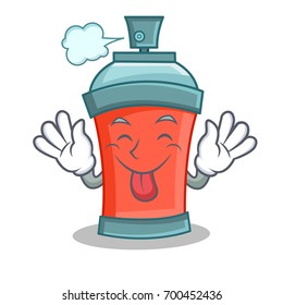 Tongue out aerosol spray can character cartoon vector illustration