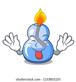 Tongue out alcohol burner mascot cartoon