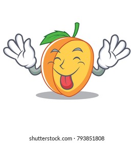 Tongue out apricot mascot cartoon style