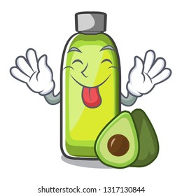 Tongue out avocado oil in a cartoon bowlvector illustrtion
